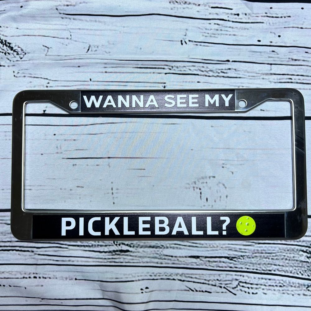 Pickleball License‎ Plate Frame Novelty Car Accessory Funny Sports Gift Black